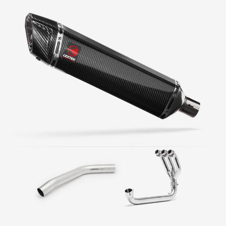 Lextek SP7C Gloss Carbon Fibre Exhaust System 400mm for Triumph Tiger 800 (10-21)
