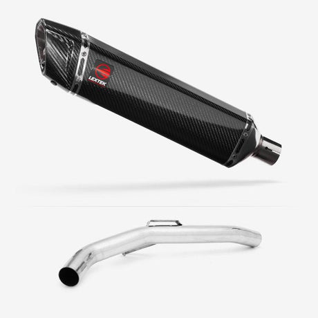 Lextek SP7C Gloss Carbon Fibre Exhaust 400mm with Link Pipe for Triumph Explorer 1200 (12-18)