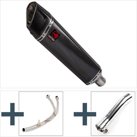 Lextek SP7C Gloss Carbon Fibre Exhaust System 400mm for Honda CBR500R (13-19)