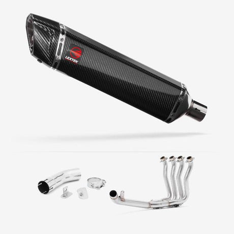 Lextek SP7C Gloss Carbon Fibre Exhaust 400mm with Link Pipe for Suzuki GSX-S 1000 F (15-20)