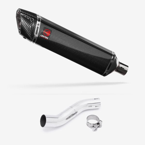 Lextek SP7C Gloss Carbon Fibre Exhaust 400mm with Link Pipe for Suzuki GSX 250 R (17-18)