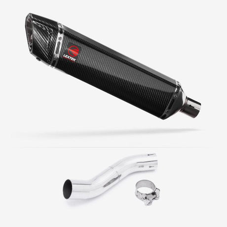 Lextek SP7C Gloss Carbon Fibre Exhaust 400mm with Link Pipe for Suzuki GSX 250 R (17-18)