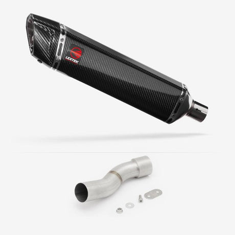 Lextek SP7C Gloss Carbon Fibre Exhaust 400mm with Link Pipe for Ducati Monster 1200 (14-19)