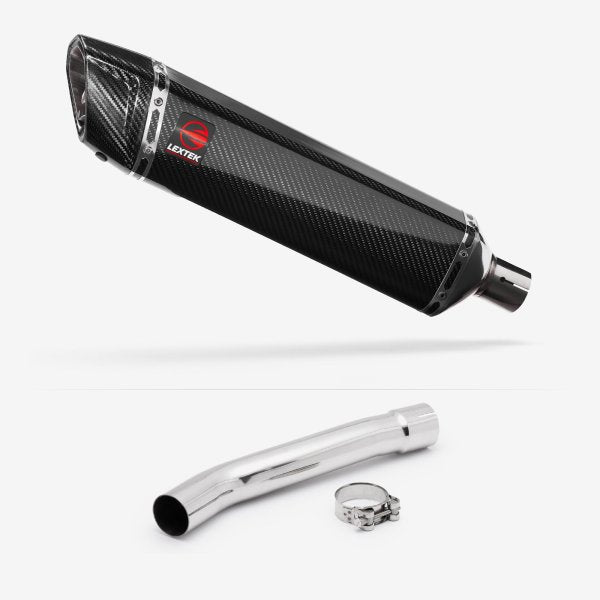 Lextek SP7C Gloss Carbon Fibre Exhaust 400mm with Link Pipe for Yamaha YZF R6 (03-05)