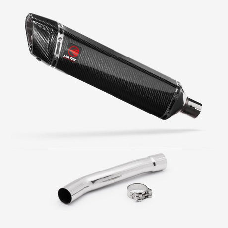 Lextek SP7C Gloss Carbon Fibre Exhaust 400mm with Link Pipe for Yamaha YZF R6 (03-05)