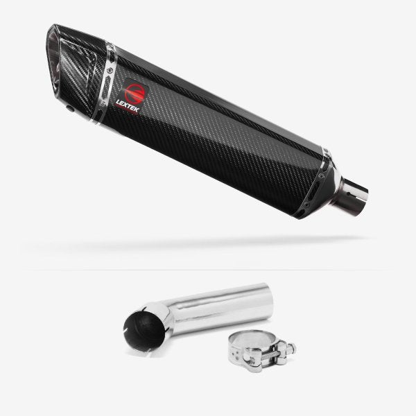 Lextek SP7C Gloss Carbon Fibre Exhaust 400mm with Link Pipe for Suzuki DL1000 V-Strom (14-19)