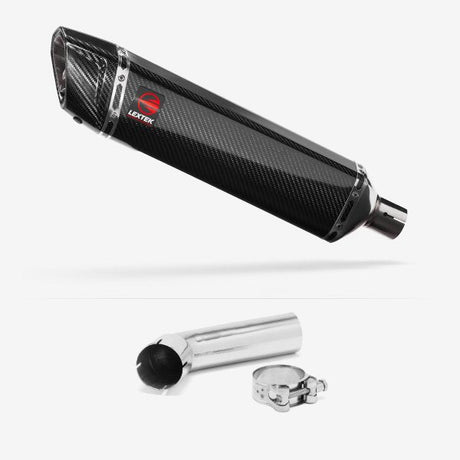 Lextek SP7C Gloss Carbon Fibre Exhaust 400mm with Link Pipe for Suzuki DL1000 V-Strom (14-19)