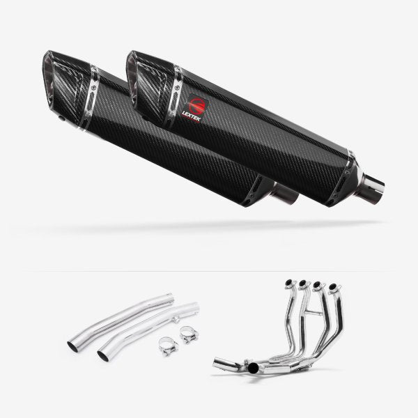 Lextek SP7C Gloss Carbon Fibre Exhaust 400mm with Link Pipes for Suzuki GSX 1300 R Hayabusa (99-07)