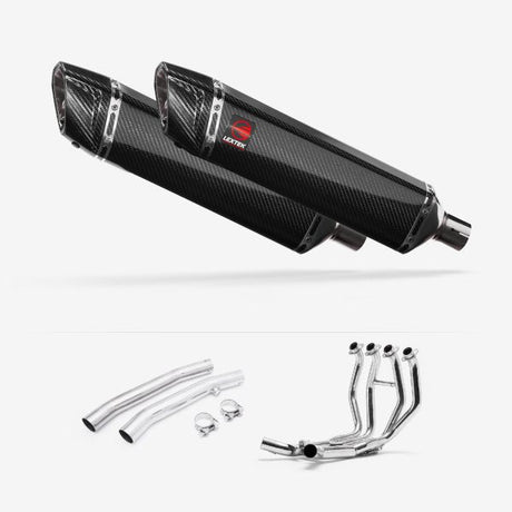 Lextek SP7C Gloss Carbon Fibre Exhaust 400mm with Link Pipes for Suzuki GSX 1300 R Hayabusa (99-07)