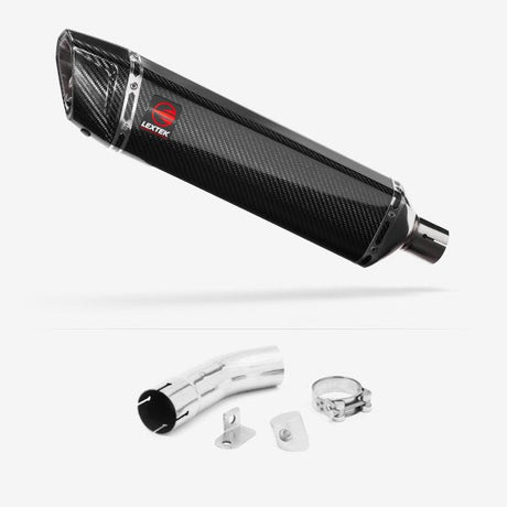 Lextek SP7C Gloss Carbon Fibre Exhaust 400mm with Link Pipe for Suzuki GSX-S 1000 (15-20)