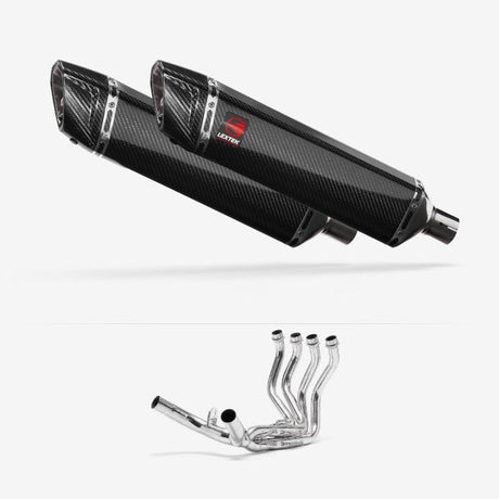 Lextek SP7C Gloss Carbon Fibre Exhaust System 400mm for Honda CBR1100XX Blackbird (97-08)