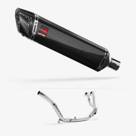 Lextek SP7C Gloss Carbon Fibre Exhaust System 400mm for Honda CRF1000 Africa Twin (16-19)