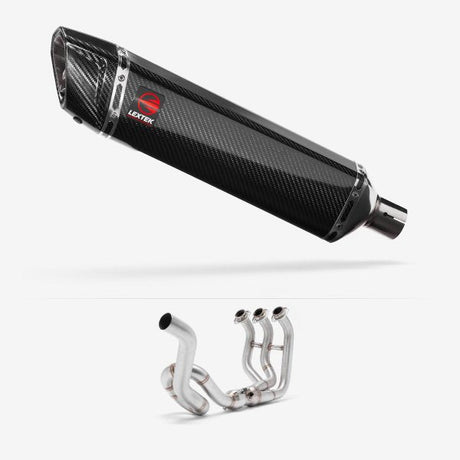 Lextek SP7C Gloss Carbon Fibre Exhaust System 400mm High Level for Yamaha MT-09 Tracer (14-20)