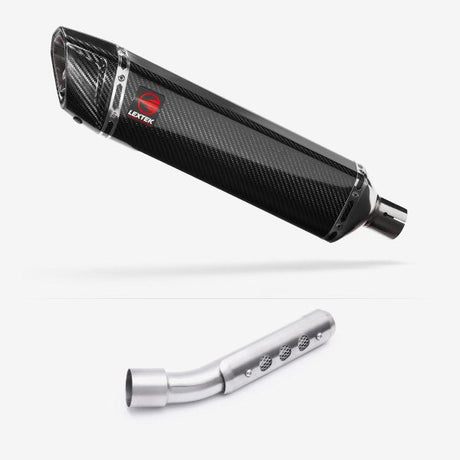 Lextek SP7C Gloss Carbon Fibre Exhaust 400mm with Link Pipe for Yamaha Tenere 700 (19-23)