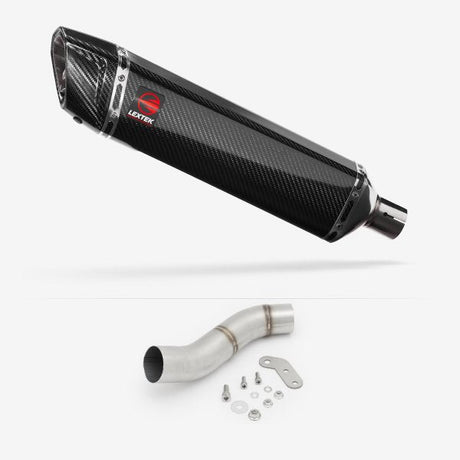 Lextek SP7C Gloss Carbon Fibre Exhaust 400mm with Link Pipe for Ducati Monster 797 (17-18)
