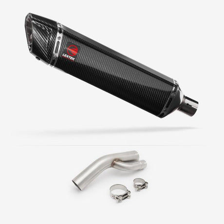 Lextek SP7C Gloss Carbon Fibre Exhaust 400mm with Link Pipe for BMW S1000 RR (17-18)