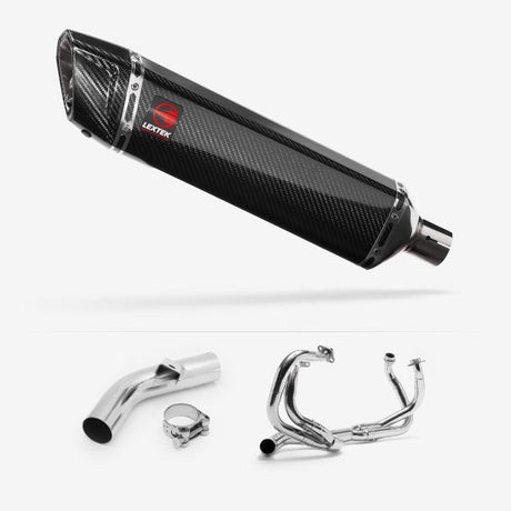 Lextek SP7C Gloss Carbon Fibre Exhaust System 400mm for Honda VFR800 X Crossrunner (11-14)