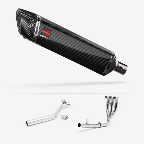 Lextek SP7C Gloss Carbon Fibre Exhaust System 400mm for Triumph Tiger 1050 Sport (13-20)