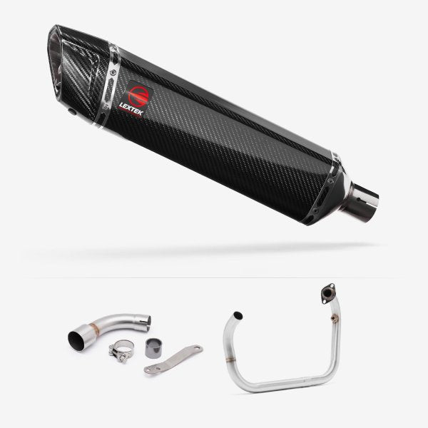 Lextek SP7C Gloss Carbon Fibre Exhaust System 400mm for Benelli TNT 125/135 (17-20)