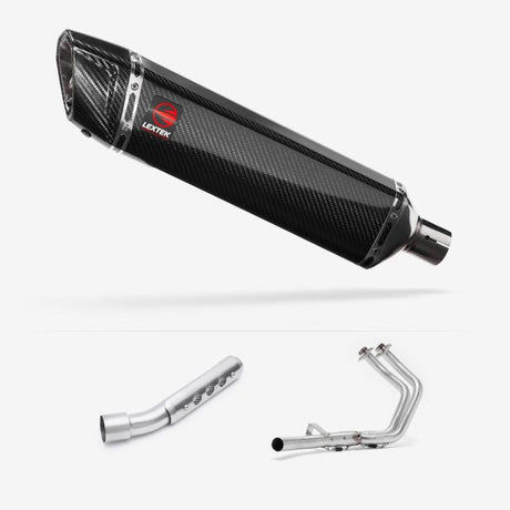 Lextek SP7C Gloss Carbon Fibre Exhaust System 400mm for Yamaha Tenere 700 (19-)