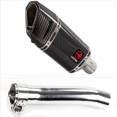Lextek SP11C Gloss Carbon Fibre Exhaust 200mm with Link Pipe for Honda CBR500R (13-19)