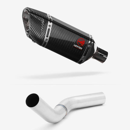Lextek Carbon Fibre SP11C 200mm Exhaust with Brushed Link Pipe for Kawasaki Z800 (13-16)