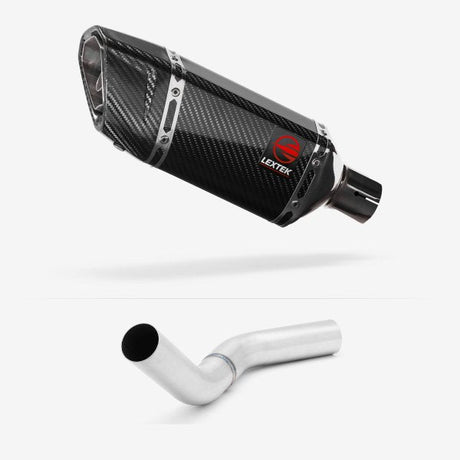 Lextek SP11C Gloss Carbon Fibre Exhaust 200mm with Link Pipe for Kawasaki Z800 (13-16)