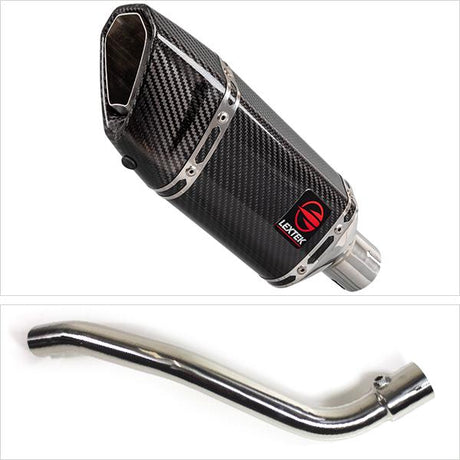 Lextek SP11C Gloss Carbon Fibre Exhaust 200mm with De-Cat Link Pipe for Suzuki GSXR 1000 (09-11)