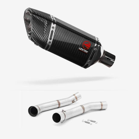Lextek SP11C Gloss Carbon Fibre Exhaust 200mm with Link Pipe for KTM 690 Duke (12-15)