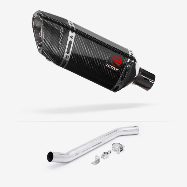 Lextek SP11C Gloss Carbon Fibre Exhaust 200mm High Level with Link Pipe