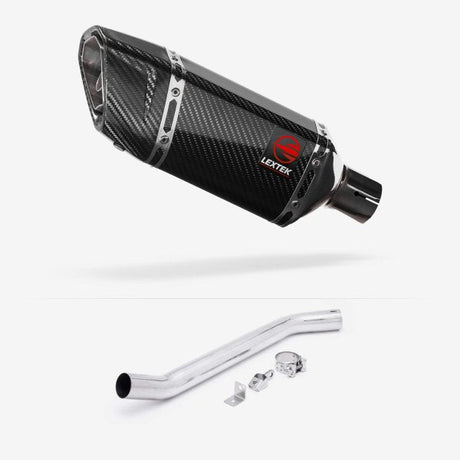 Lextek SP11C Gloss Carbon Fibre Exhaust 200mm High Level with Link Pipe