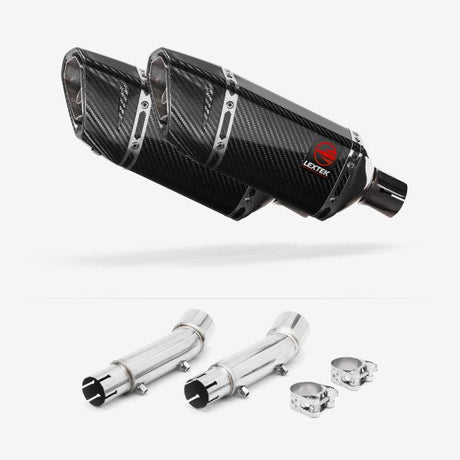 Lextek SP11C Gloss Carbon Fibre Exhaust 200mm with Link Pipe for Honda CB900 F Hornet (01-09)