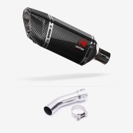 Lextek SP11C Gloss Carbon Fibre Exhaust 200mm with Link Pipe for Yamaha FZ8 Fazer (10-16)