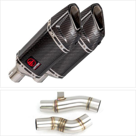 Lextek SP11C Gloss Carbon Fibre Exhaust 200mm with Link Pipe for Kawasaki Z1000 (10-19)