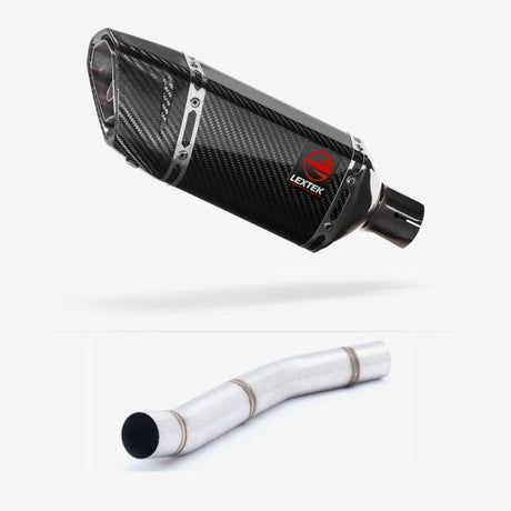 Lextek SP11C Gloss Carbon Fibre Exhaust 200mm with Link Pipe for Kawasaki Z750 (07-12)