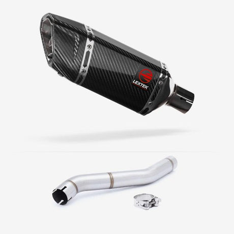 Lextek SP11C Gloss Carbon Fibre Exhaust 200mm with Link Pipe for Honda CBR600 F (87-90)