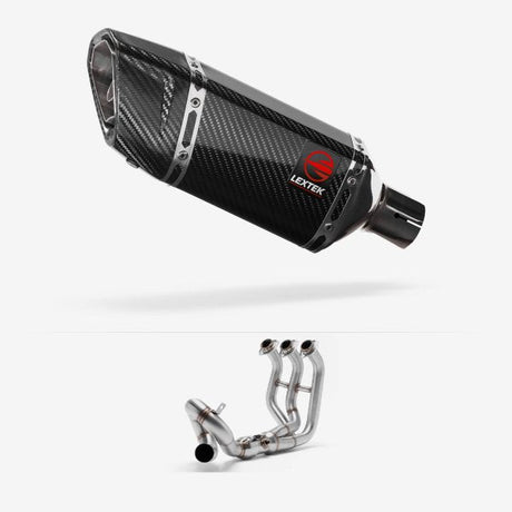 Lextek SP11C Gloss Carbon Fibre Exhaust System 200mm Low Level for Yamaha MT-09 (13-20)