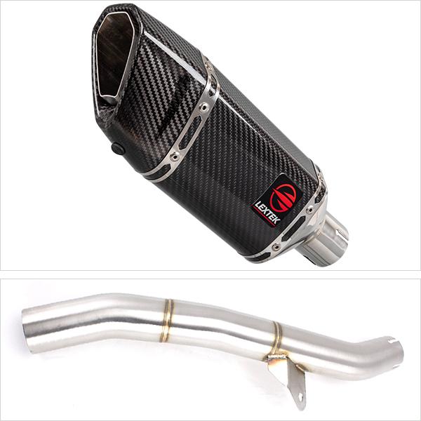 Lextek SP11C Gloss Carbon Fibre Exhaust 200mm with Link Pipe for Honda CBR600 F/FR/FS (01-02)
