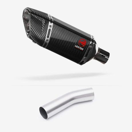 Lextek SP11C Gloss Carbon Fibre Exhaust 200mm with Link Pipe for Kawasaki ZX-10R Ninja (08-10)