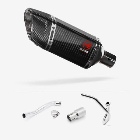 Lextek SP11C Gloss Carbon Fibre Exhaust System 200mm for Pulse XF250GY (06-15)