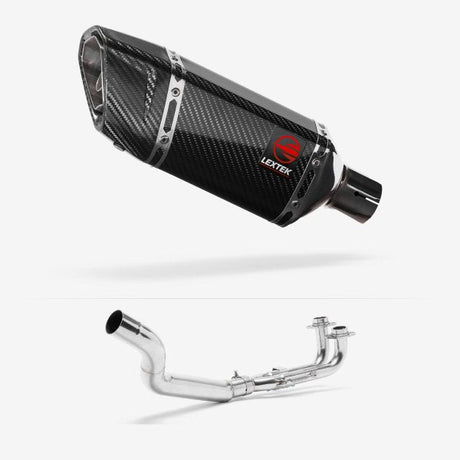 Lextek SP11C Gloss Carbon Fibre Exhaust System 200mm for Yamaha T-Max 500 (02-13)