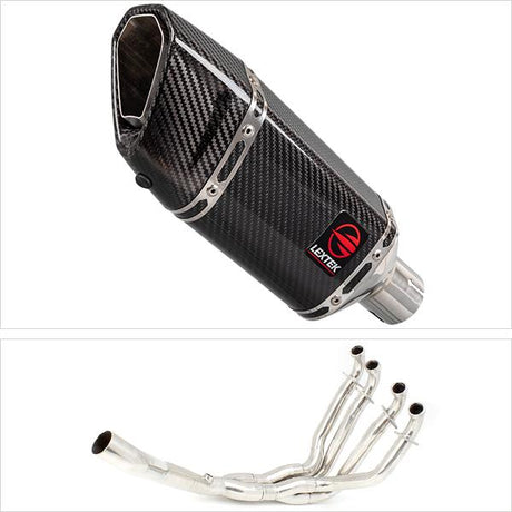 Lextek SP11C Gloss Carbon Fibre Exhaust System 200mm for Kawasaki ZX-10R Ninja (10-17)