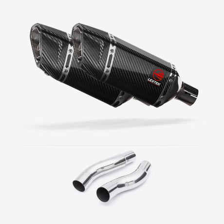 Lextek SP11C Gloss Carbon Fibre Exhaust 200mm with Link Pipes for Kawasaki Z1000 (14-19)