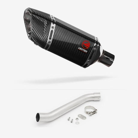 Lextek SP11C Gloss Carbon Fibre Exhaust 200mm with Link Pipes