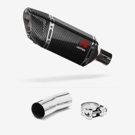 Lextek SP11C Gloss Carbon Fibre Exhaust 200mm with Link Pipe for Suzuki GSXR 1000 (12-22)
