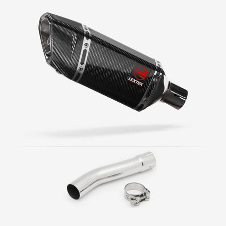 Lextek SP11C Gloss Carbon Fibre Exhaust 200mm with Link Pipe for Yamaha XJR 1300 (07-16)