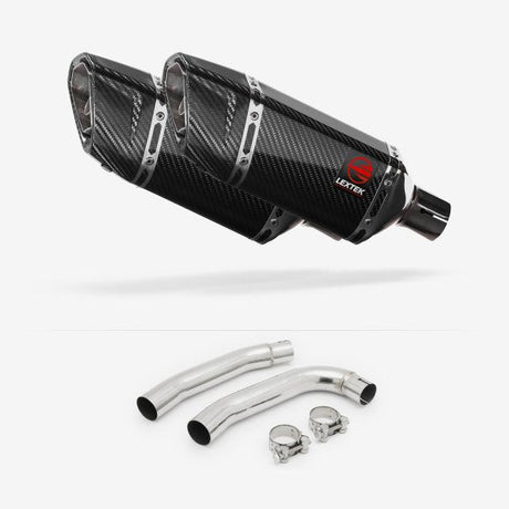 Lextek SP11C Gloss Carbon Fibre Exhaust 200mm with Link Pipe for Honda VTR 1000 (97-05)