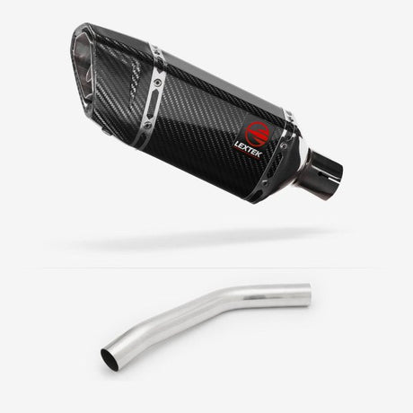 Lextek SP11C Gloss Carbon Fibre Exhaust 200mm with Link Pipe for Triumph Tiger 800 (10-19)