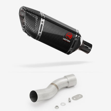 Lextek Carbon Fibre SP11C 200mm Exhaust with Link Pipe for Ducati Monster 821/1200 (14-21)