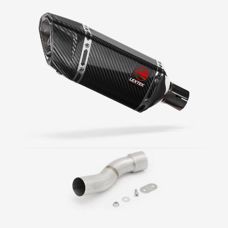 Lextek SP11C Gloss Carbon Fibre Exhaust 200mm with Link Pipe for Ducati Monster 1200 (14-19)